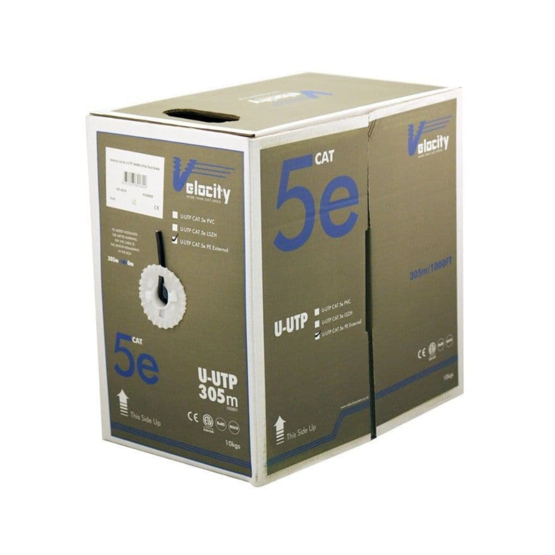 External - Cat5e U-UTP 24AWG 4 Pair Duct Grade Black Velocity