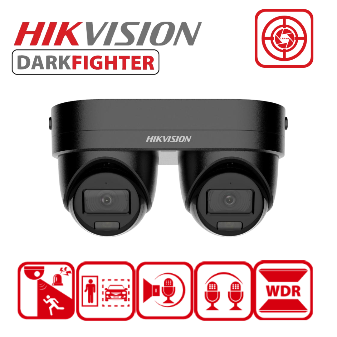 Hikvision DS-2CD2346G3D-IZ2UY/S(L)(RB) 4MP Dual-Lens Point-Zoom AcuSense Turret Network Camera - BLACK
