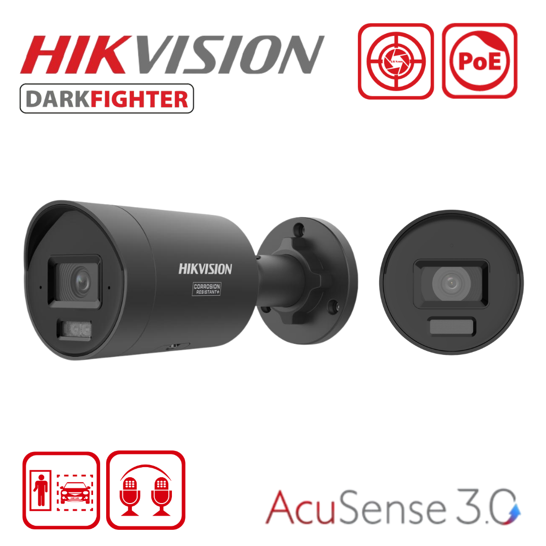 Hikvision DS-2CD2046G3-IZ2UY/SL 4MP DarkFighter 2.8/4mm 2-Way Audio Bullet with Alarm - BLACK