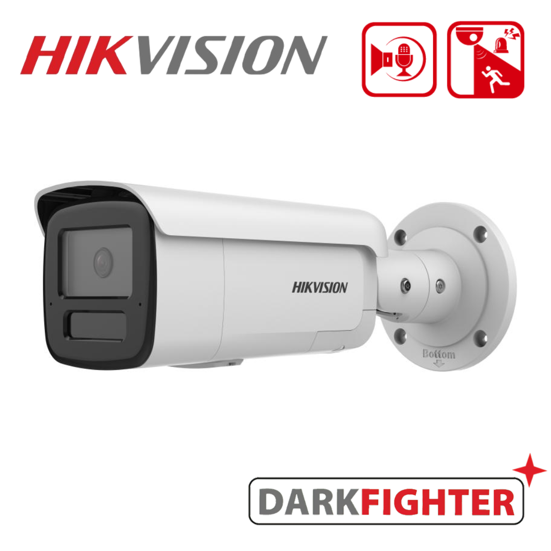 Hikvision DS-2CD2T46G2H-IS2U/SL 4MP DarkFighter Two-Way Audio 2.8mm White Bullet Camera