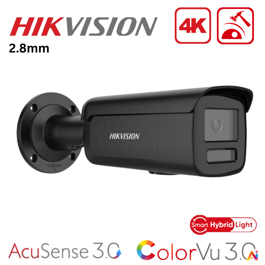 Hikvision DS-2CD2T87G3-LIY 8MP ColorVu 3.0 Smart Hybrid Bullet Smart Hybrid IP67, 2.8mm - BLACK