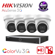 Hikvision 4MP ColorVu 4 Camera CCTV Kit DS-2CD2347G3-LI2UY with DS-7604NXI-K1/4P PoE NVR System with HDD & Cable Options (Black/White) (2.8mm)
