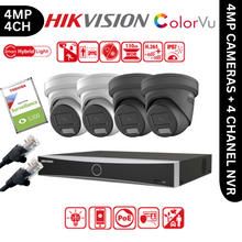 4MP Hikvision IP CCTV Kit – 4x DS-2CD2347G2H-LISU/SL, 1x DS-7604NXI-K1/4P, HDD & Cabling – White+Black (CKIT1005)