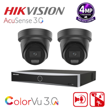 Hikvision 4MP ColorVu 2 Camera CCTV Kit DS-2CD2347G3-LI2UY with DS-7604NXI-K1/4P PoE NVR System with HDD & Cable Options (Black/White) (2.8mm)