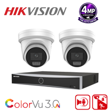 Hikvision 4MP ColorVu 2 Camera CCTV Kit DS-2CD2347G3-LI2UY with DS-7604NXI-K1/4P PoE NVR System with HDD & Cable Options (Black/White) (2.8mm)