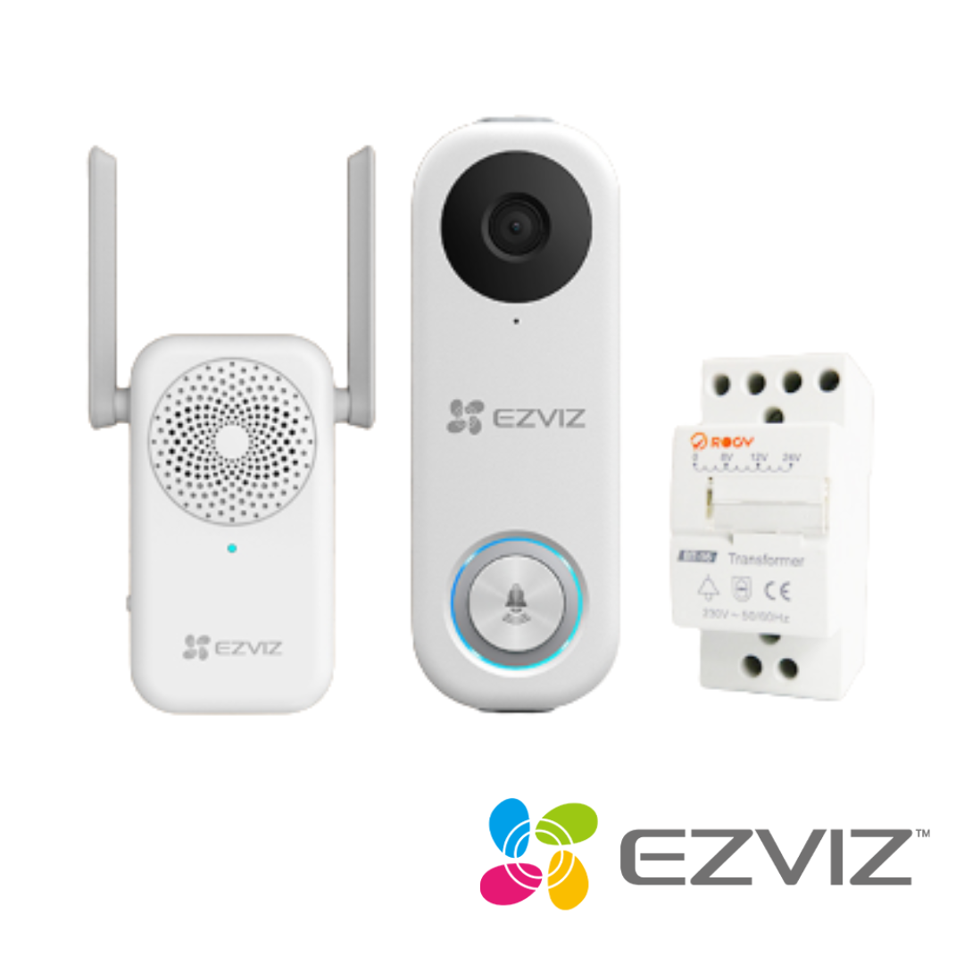 EZVIZ CS-DB1C/KIT WiFi Wired Doorbell Kit with Indoor Chime & Power Adapter – Complete Home DoorBell Kit
