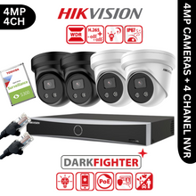 4MP Hikvision IP CCTV Kit – 4x DS-2CD2346G2-IU, 1x DS-7604NXI-K1/4P, HDD & Cabling – White+Black (CKIT1009)