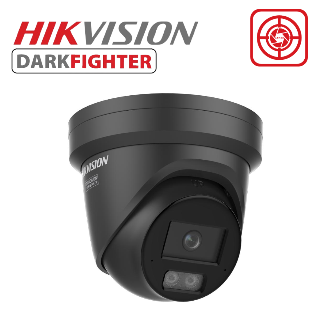 Hikvision DS-2CD2346G3-IZ(2U)Y 4MP AcuSense Motorised Varifocal Turret Network Camera – Dual Lens 2.8/4mm, Anti-Corrosion, DarkFighter - BLACK