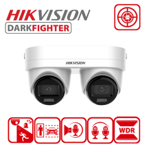 Hikvision DS-2CD2346G3D-IZ2UY/S(L) 4MP Dual-Lens Point-Zoom AcuSense Turret Network Camera - White