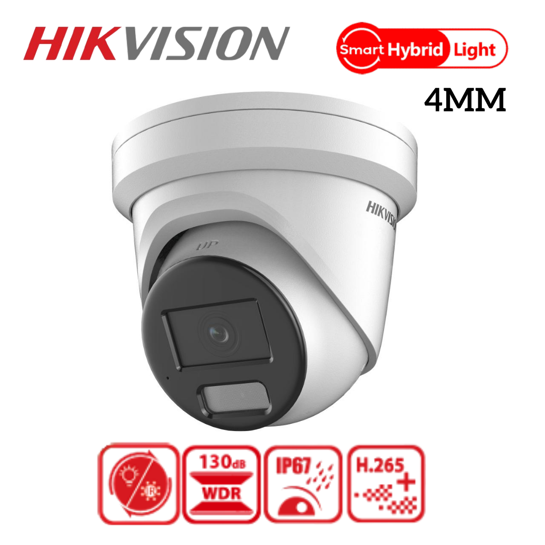 4MP Hikvision DS-2CD2347G2H-LIU 4MP Smart Hybrid ColorVu and IR Acusense Turret Camera - 4MM LENS SIZE