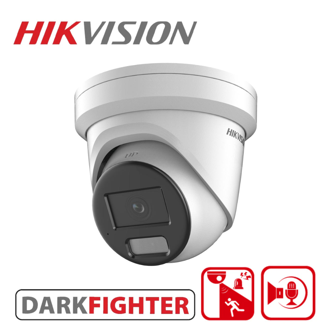 Hikvision DS-2CD2386G2H-IS2U/S(L)(RB) 8MP AcuSense Turret Camera with Strobe Light, Two-Way Audio & On-Board Storage - WHITE