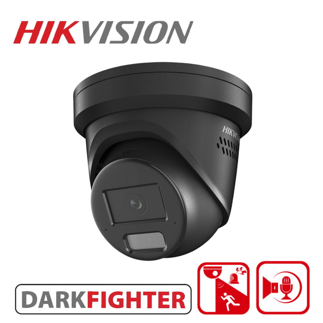 Hikvision DS-2CD2386G2H-IS2U/S(L)(RB) 8MP AcuSense Turret Camera with Strobe Light, Two-Way Audio & On-Board Storage - BLACK