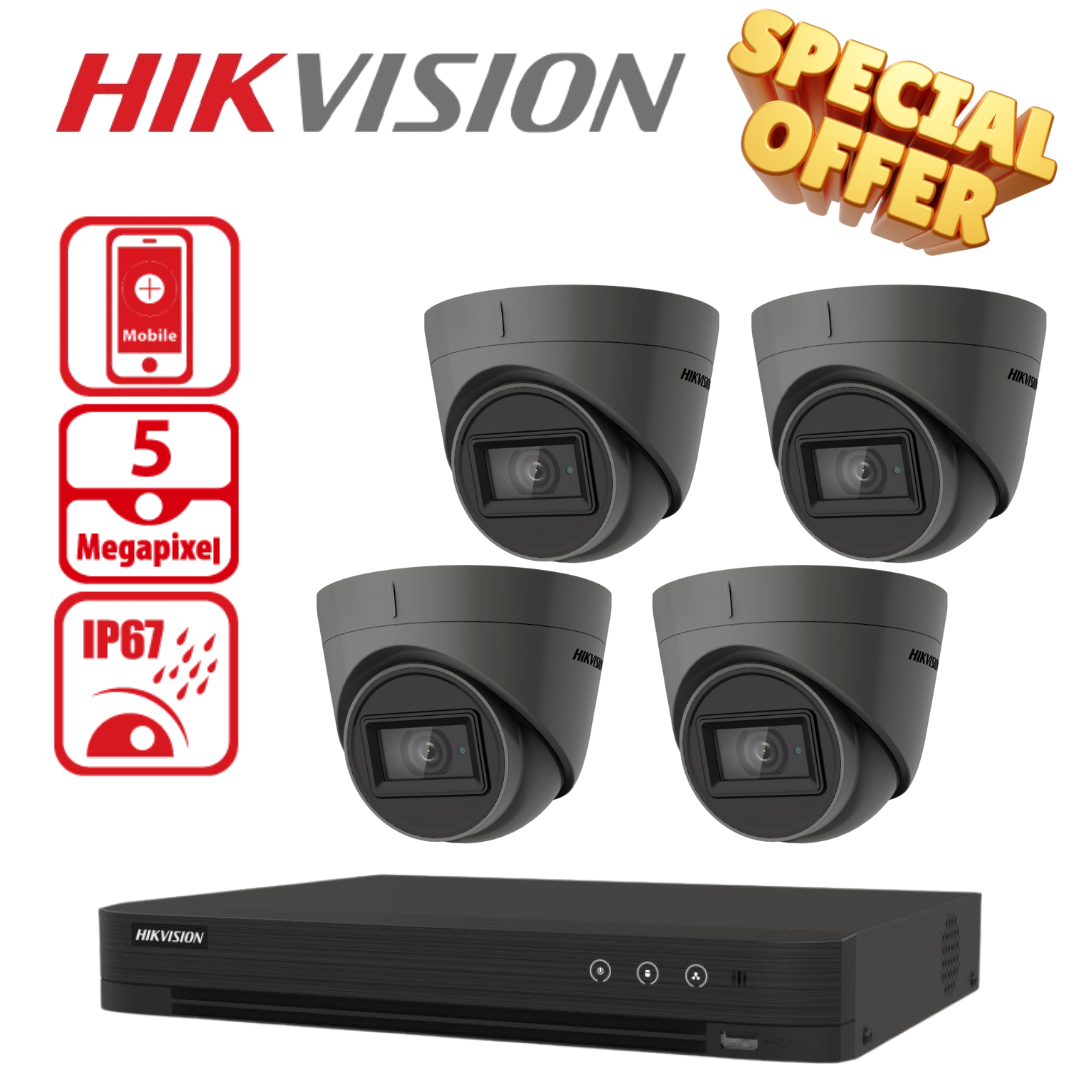 Hikvision 4 Camera CCTV Kit DS-2CE78H0T-IT3E with iDS-7204HUHI-M1/FA/A DVR