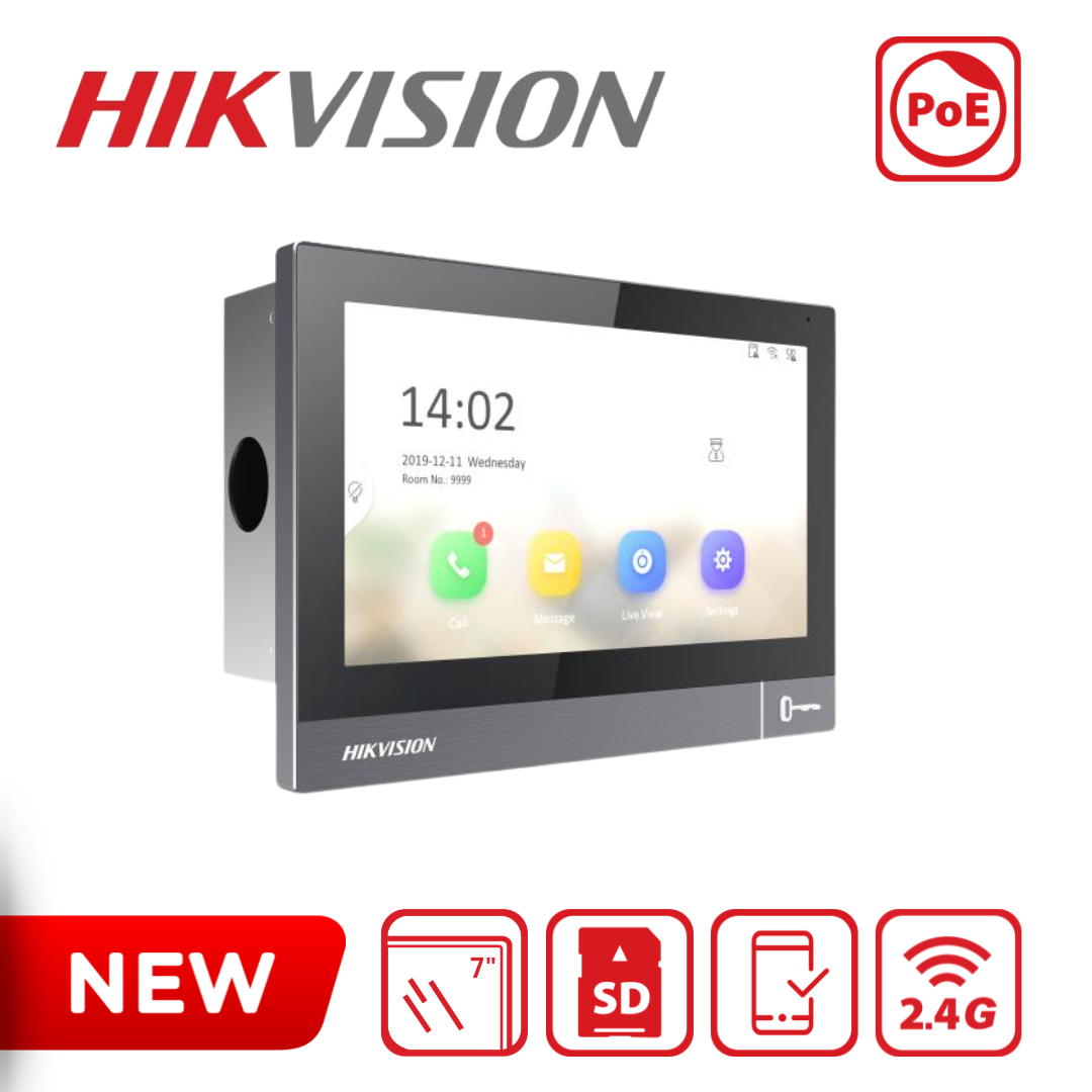 Hikvision DS-KH8381-WTE1 7″ Flush Mount Wi-Fi & PoE IP Video Intercom Indoor Station