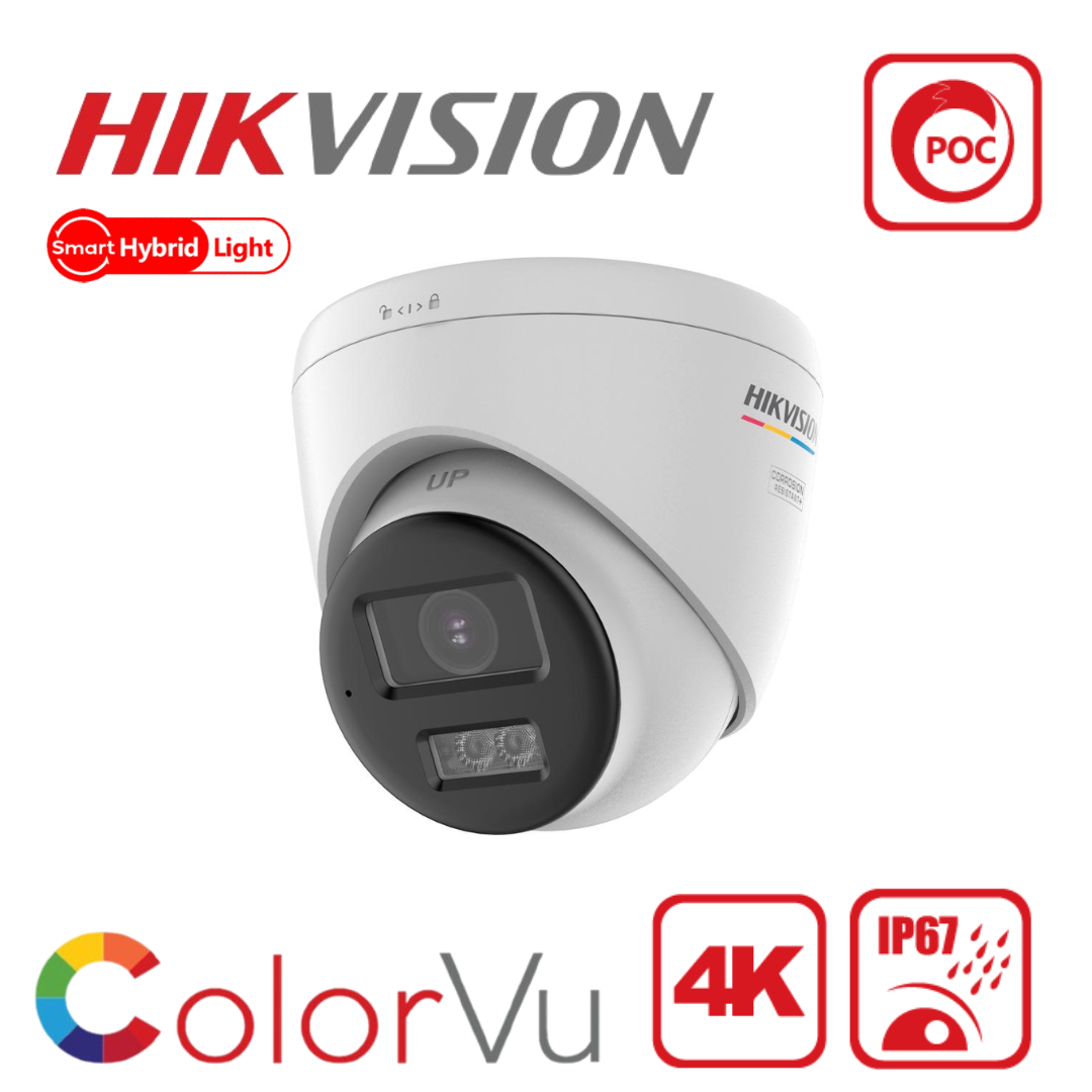 Hikvision DS-2CE72UF3T-LSYE 4K PoC ColorVu Smart Hybrid Audio Turret Camera NEMA4X - White