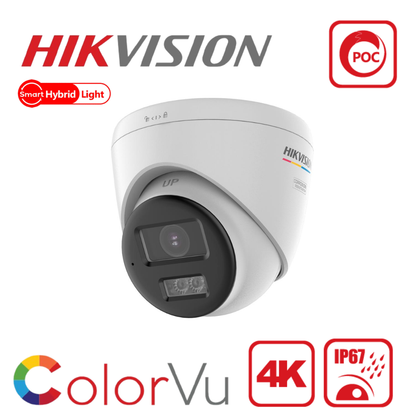 Hikvision DS-2CE72UF3T-LSYE 4K PoC ColorVu Smart Hybrid Audio Turret Camera NEMA4X - White