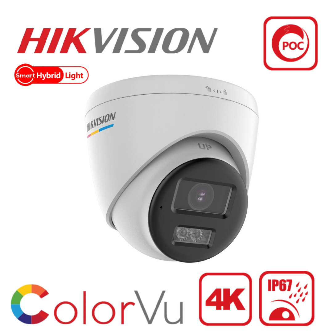 Hikvision DS-2CE72UF3T-LSYE 4K PoC ColorVu Smart Hybrid Audio Turret Camera NEMA4X - White