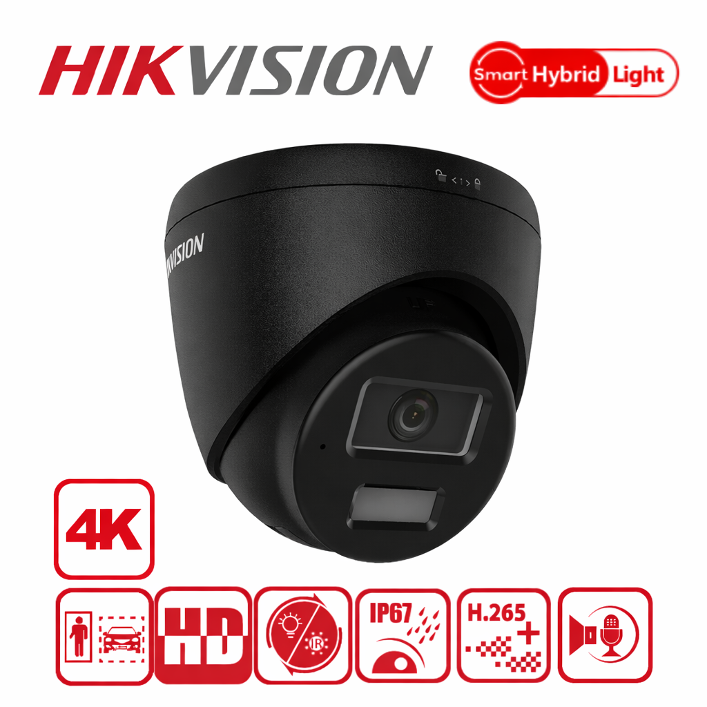 Hikvision DS-2CD1383G2-LIUF/SL 8MP Smart Hybrid Light Turret IP Camera - BLACK, 2.8MM