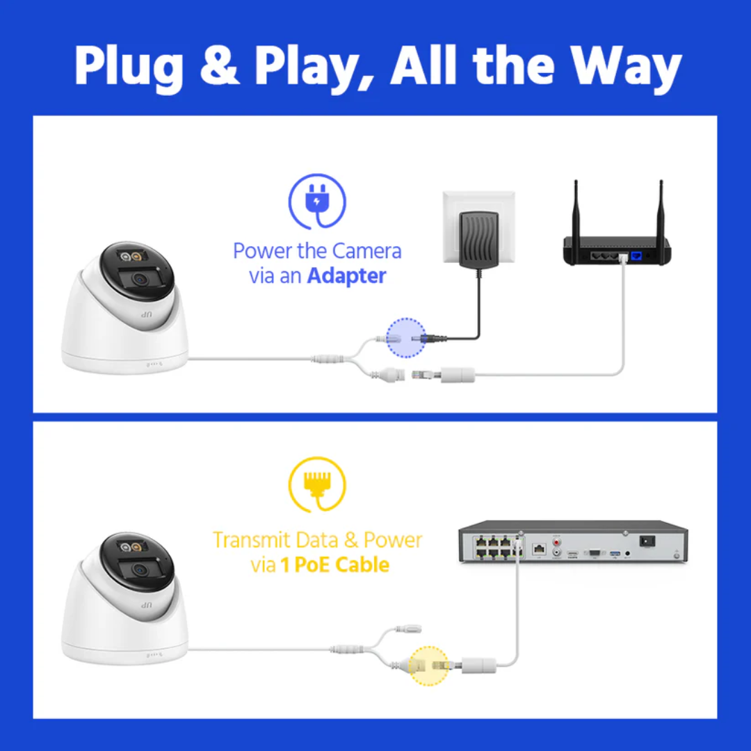 Hikvision OEM IPT280W-HT 4K Hybrid Light ColorVu Turret IP Camera with Two-Way Audio - 2.8MM White