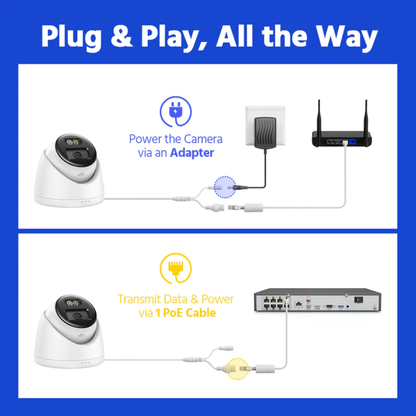 Hikvision OEM IPT280W-HT 4K Hybrid Light ColorVu Turret IP Camera with Two-Way Audio - 2.8MM White