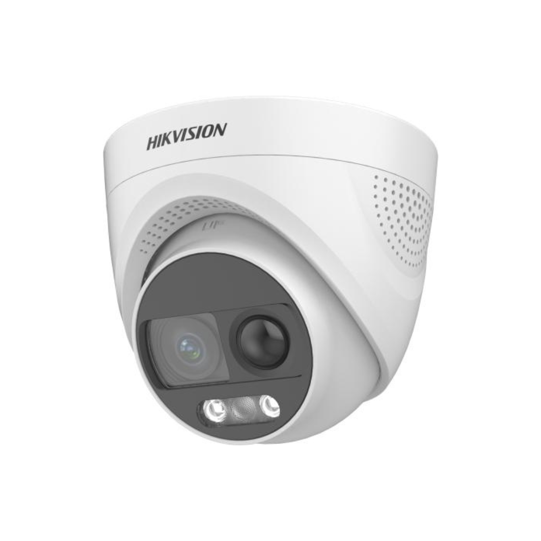 8MP Hikvision DS-2CE72UF3T-PIRXO 4K ColorVu PIR Siren Fixed Turret Camera - TVI - White