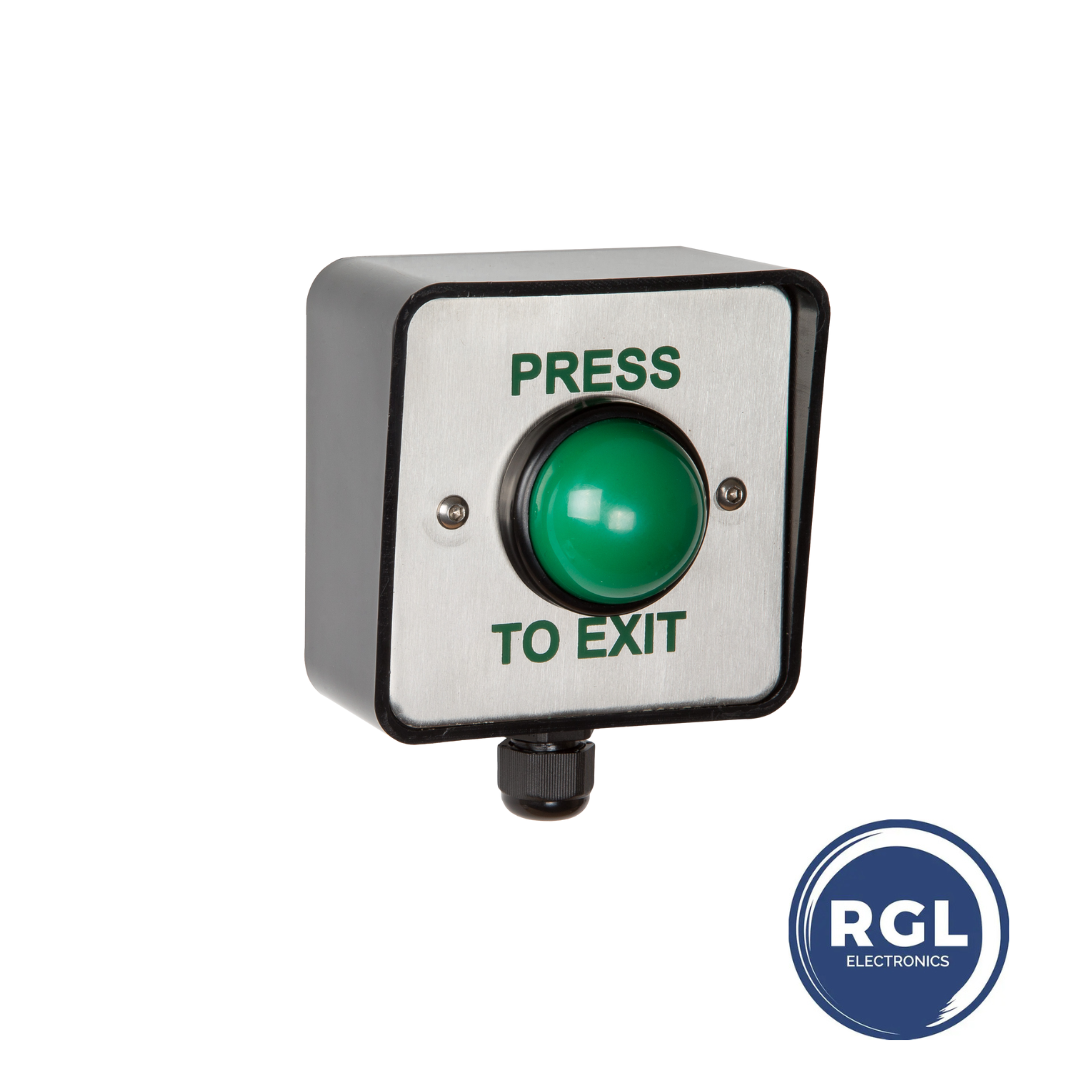 RGL Weatherproof Green Dome Request to Exit Button 1-Gang WP-EBGBWC02/PTE