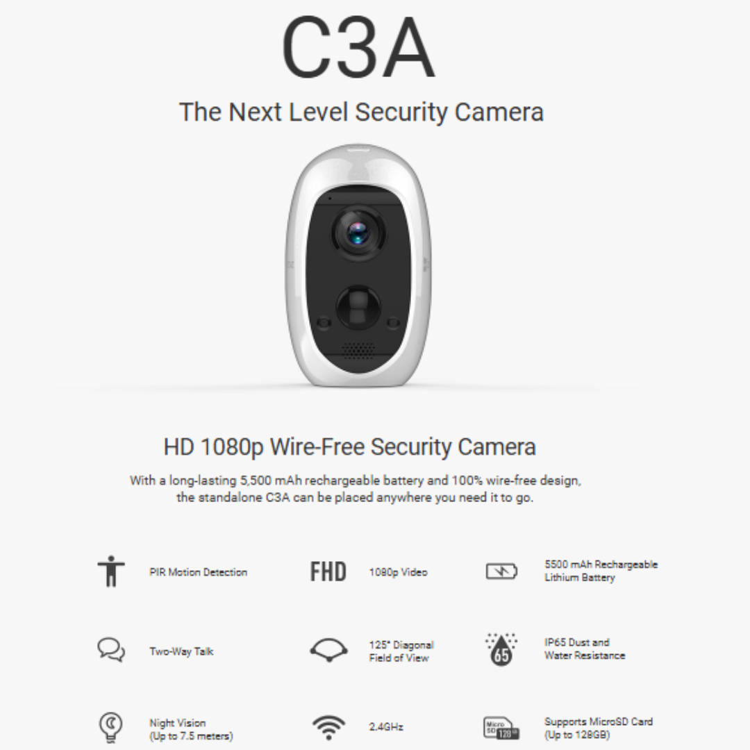 EZVIZ CS-C3A Battery-Powered Wireless Security Camera - Spring Sale