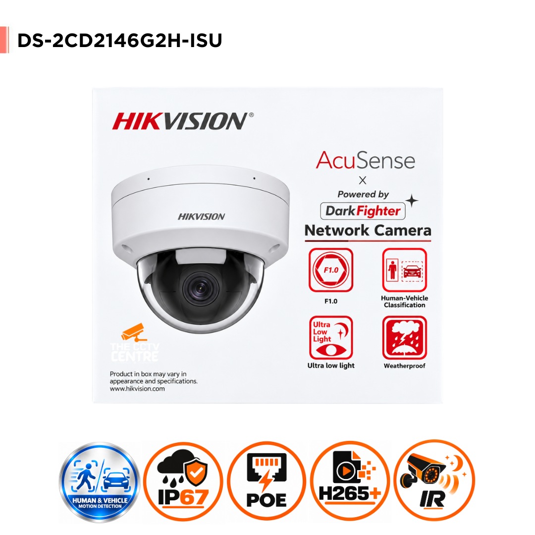 DS-2CD2146G2H-ISU 4MP AcuSense DarkFighter IP Dome CCTV Camera with Microphone