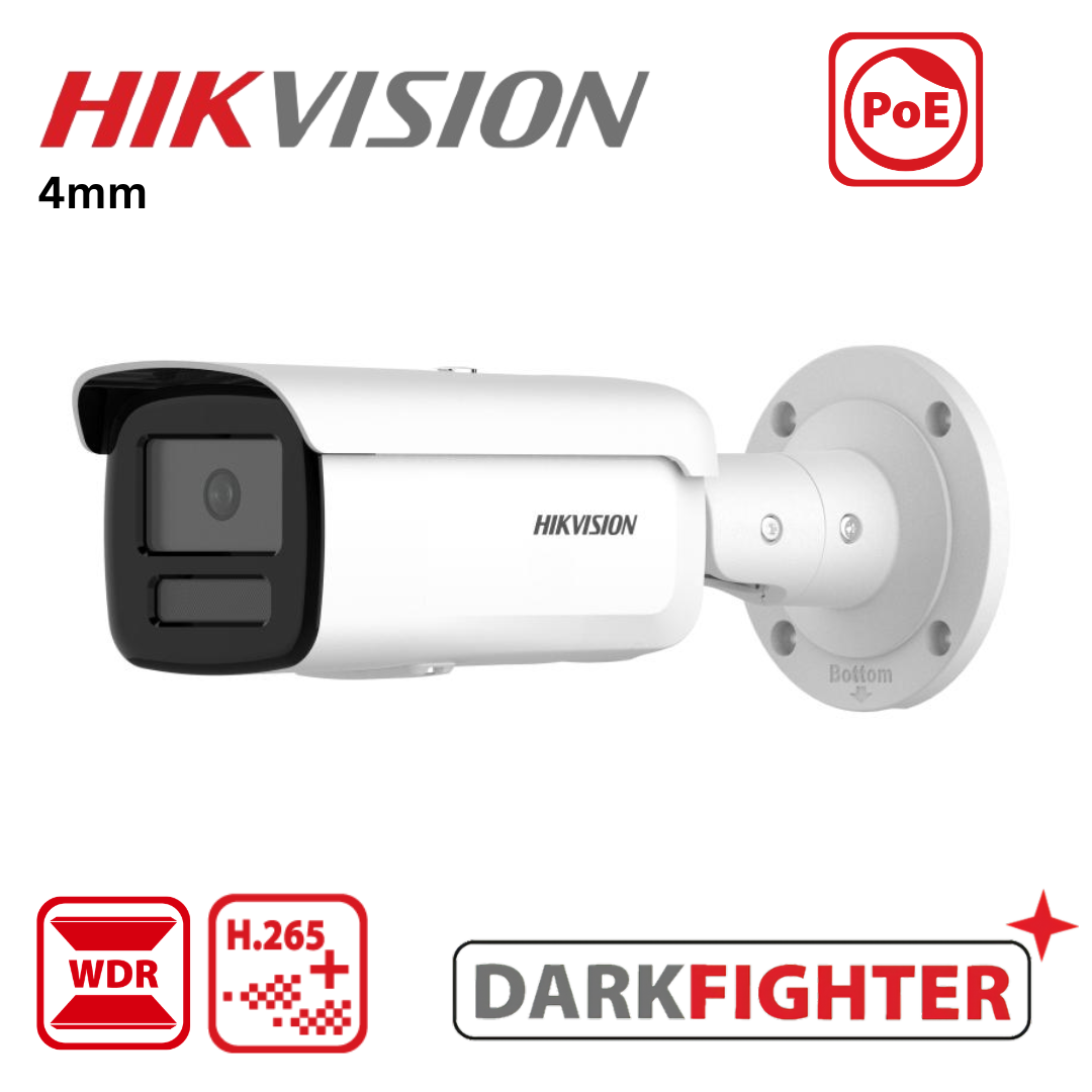 Hikvision DS-2CD2T86G2H-2I 8MP DarkFighter 4mm White Bullet Camera IP67 - WHITE