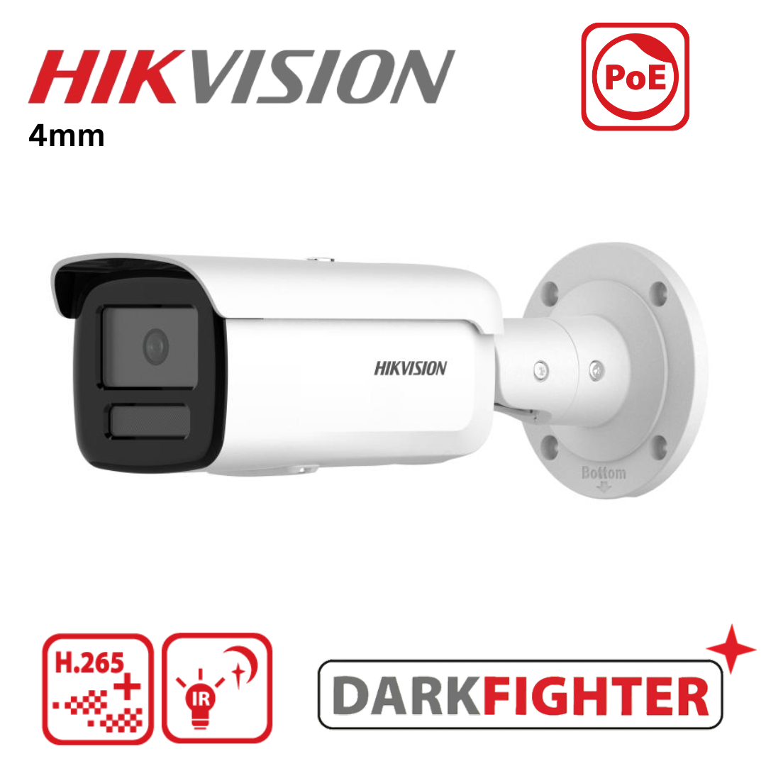 Hikvision DS-2CD2T86G2H-4I 8MP DarkFighter 80m IR 4mm White Bullet Camera IP67