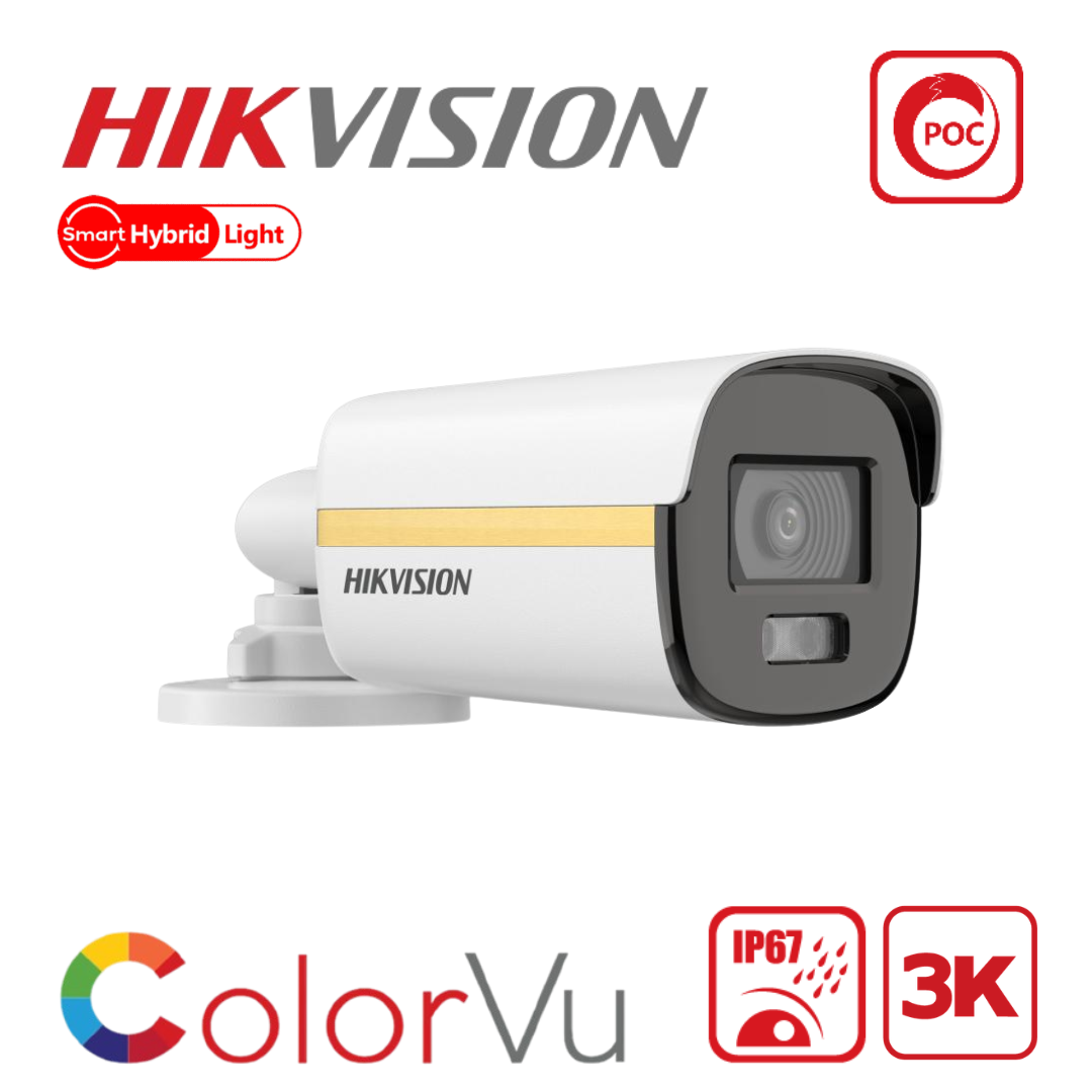 Hikvision DS-2CE12KF3T-LE 3K ColorVu Smart Hybrid Dual-Light PoC Bullet CCTV Camera