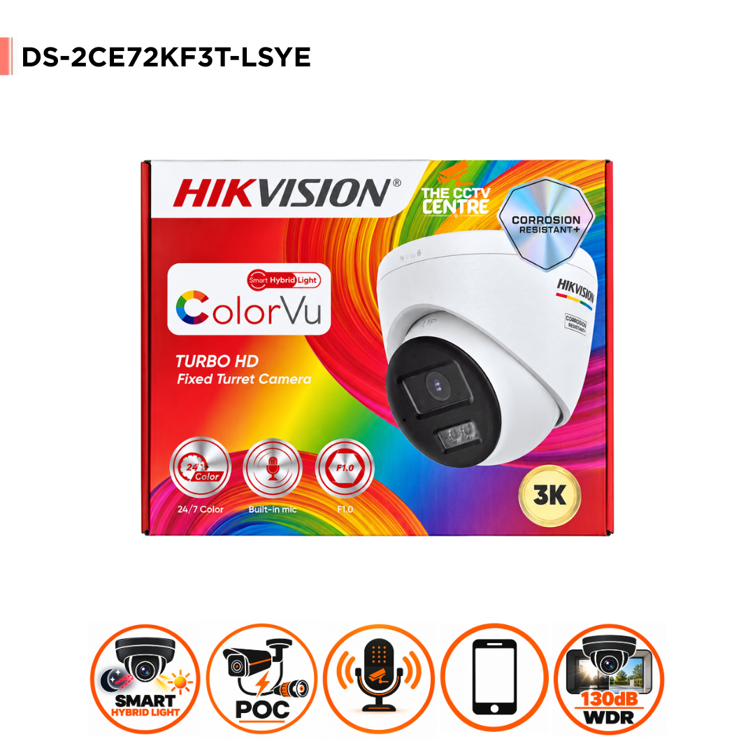 3K/5MP Hikvision DS-2CE72KF3T-LSYE(2.8mm) PoC Hybrid Light Turret Camera with Built-in Mic