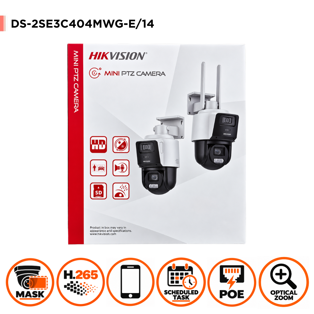 Hikvision DS-2SE3C404MWG-E/14 TandemVu 4MP + 4MP 4× PoE PTZ Network Camera with DarkFighter Technology