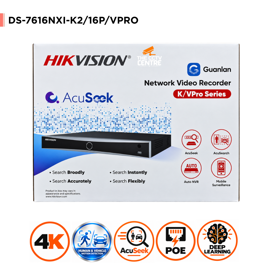 Hikvision DS-7616NXI-K2/16P/VPro 16 Channel AcuSeek AI PoE NVR with AcuSearch & AcuSense