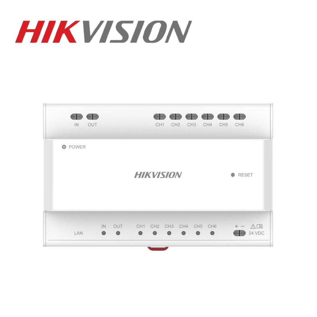 Hikvision DS-KAD706Y-S 2 Wire IP Distributor 6 Port DIN Rail