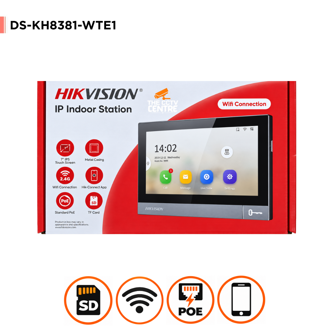 Hikvision DS-KH8381-WTE1 8-Series 7" Metal IP Indoor Station with PoE & Touchscreen