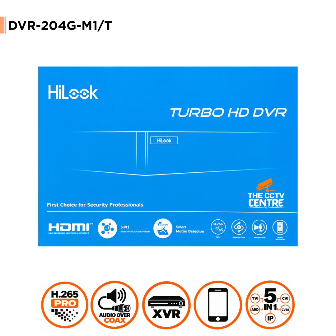 HiLook DVR-204G-M1/T 4 Channel 1080p Lite DVR with Two-Way Audio