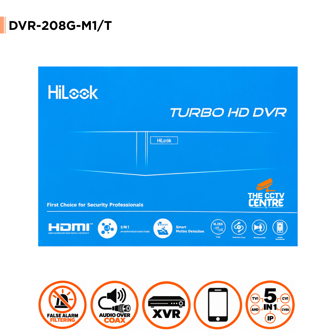 HiLook DVR-208G-M1/T 8 Channel 1080p Lite DVR with Two-Way Audio