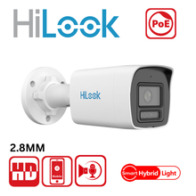 HiLook IPC-B129HA-LU 2MP ColorVu Smart Hybrid Light Audio Bullet Camera - 2.8MM