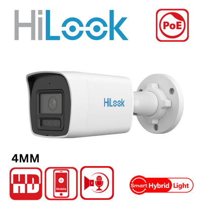 HiLook IPC-B129HA-LU 2MP ColorVu Smart Hybrid Light Audio Bullet Camera - 4MM