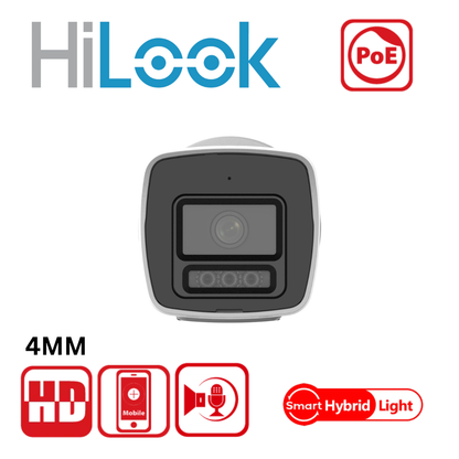 HiLook IPC-B129HA-LU 2MP ColorVu Smart Hybrid Light Audio Bullet Camera - 4MM