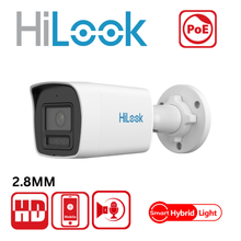 HiLook IPC-B129HA-LU 2MP ColorVu Smart Hybrid Light Audio Bullet Camera - 2.8MM