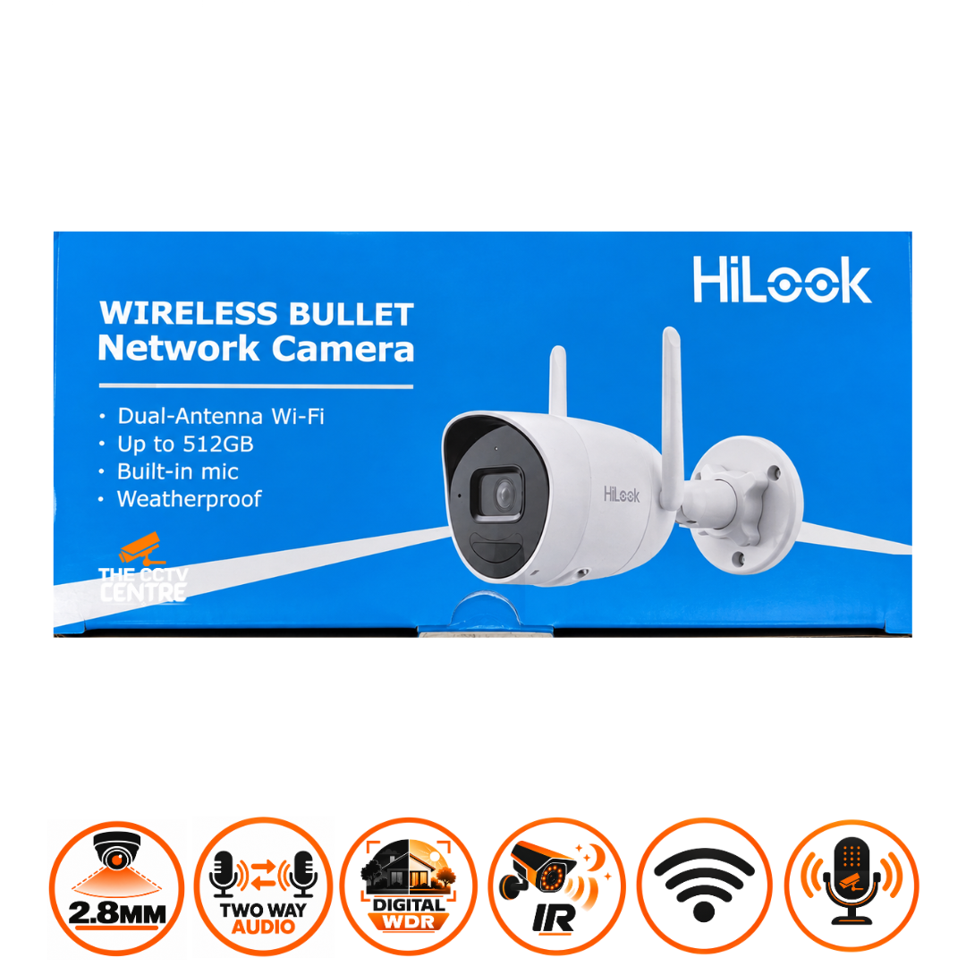 4MP Hilook By Hikivision IPC-B140HA-D/W(W)(2.8mm) Outdoor Wi-Fi Fixed Bullet Network Camera