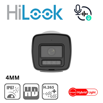 HiLook IPC-B180HA-LUF/SL 8MP Smart Hybrid Light Audio IP Bullet Camera - 4mm