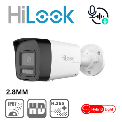 HiLook IPC-B180HA-LUF/SL 8MP Smart Hybrid Light Audio IP Bullet Camera 2.8mm