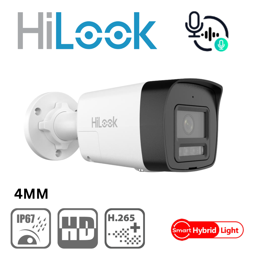 HiLook IPC-B180HA-LUF/SL 8MP Smart Hybrid Light Audio IP Bullet Camera - 4mm