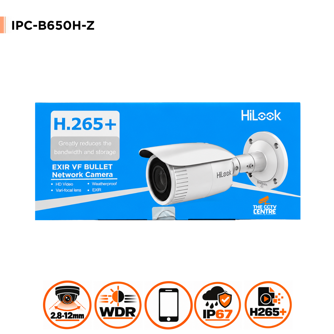 HiLook IPC-B650H-Z 5MP IP Bullet Camera – Motorised Varifocal Lens & True WDR