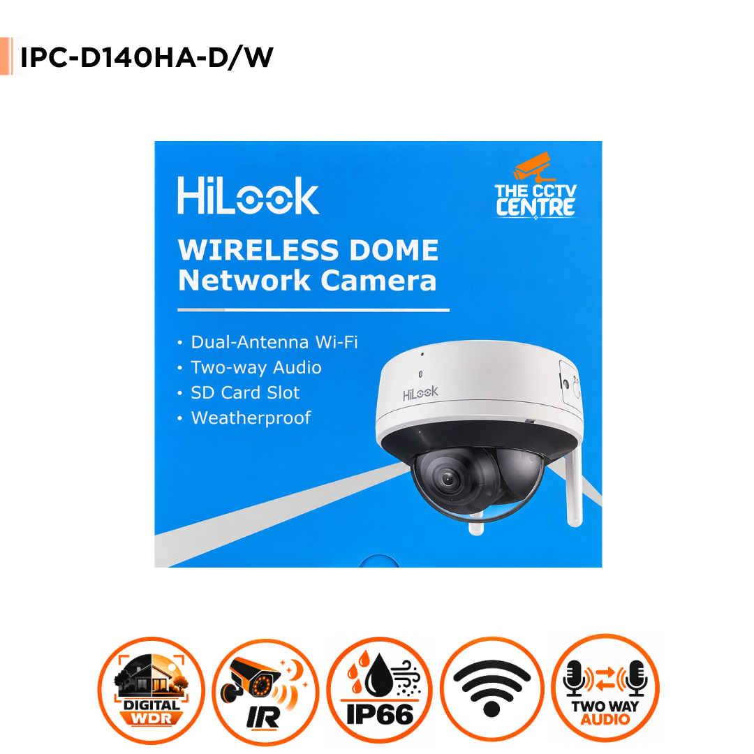 4MP Hilook By Hikvision IPC-D140HA-D/W(W)(2.8mm) EXIR 2.0 Outdoor Dome Wi-Fi Camera
