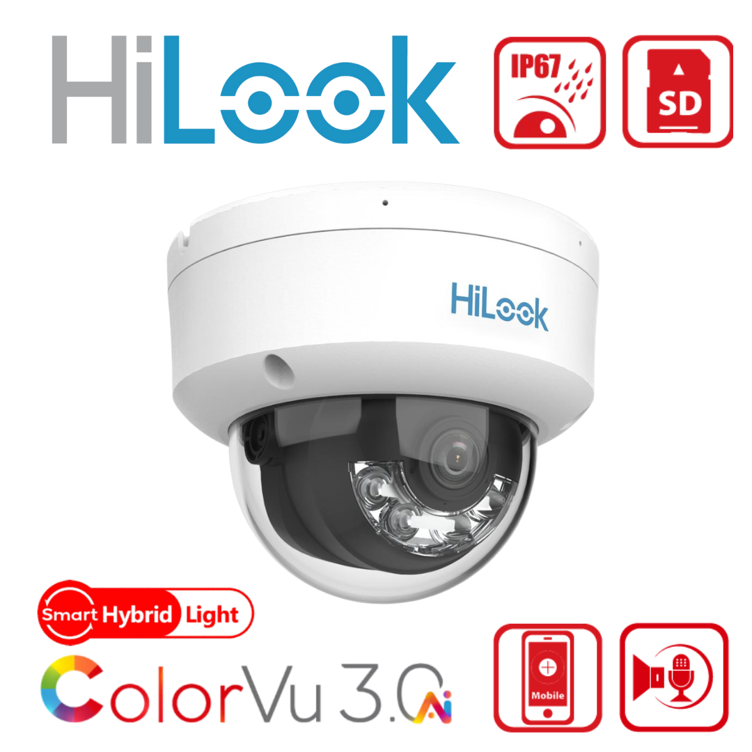 HiLook IPC-D149HAA-LU 4MP ColorVu 3.0 Smart Hybrid Audio Dome IP Camera with AI Detection