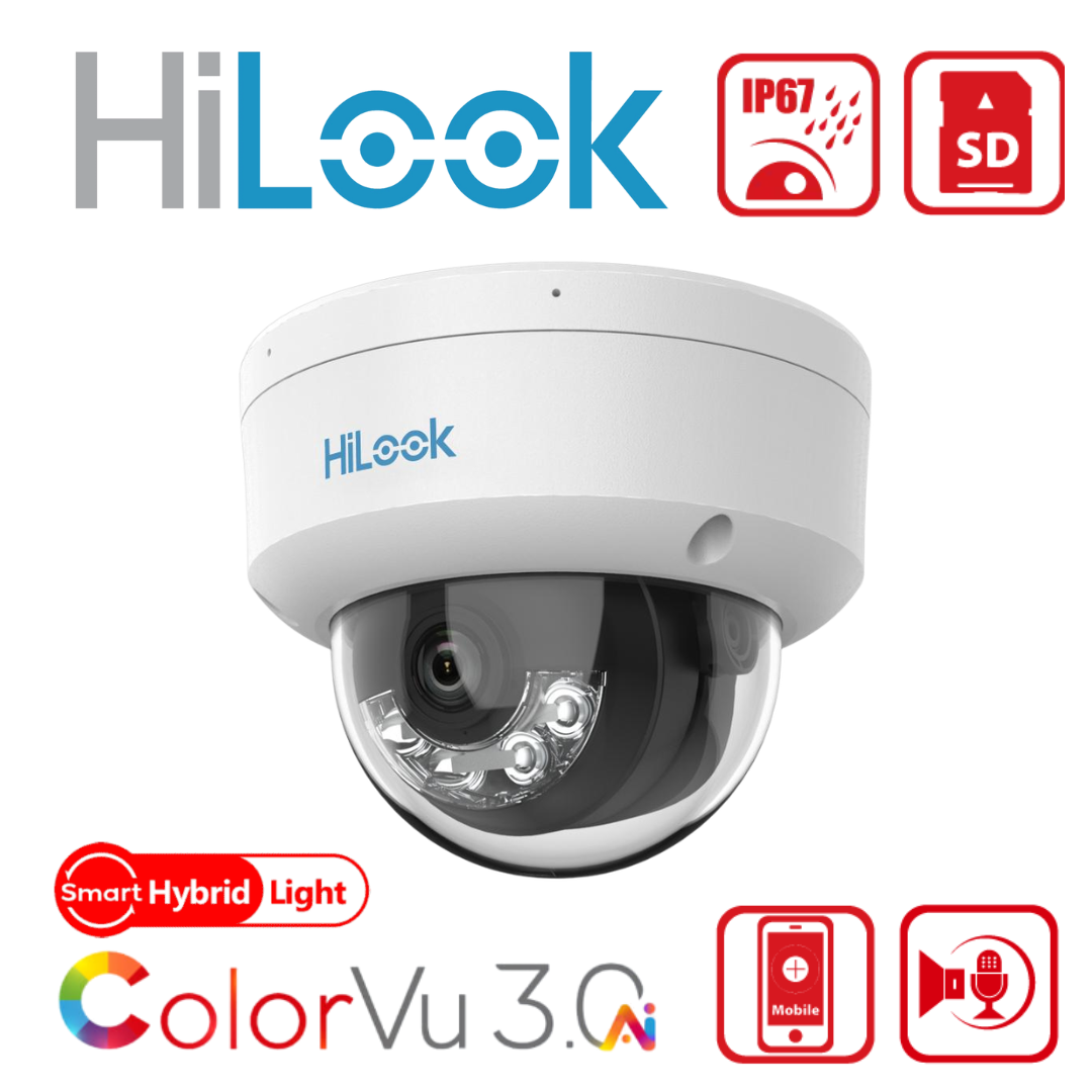 HiLook IPC-D149HAA-LU 4MP ColorVu 3.0 Smart Hybrid Audio Dome IP Camera with AI Detection